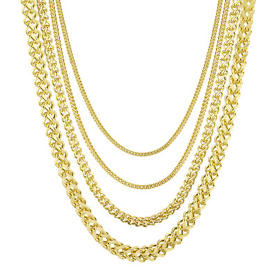 #ad Hollow Franco Chain Necklace Real 10K Gold Bonded 925