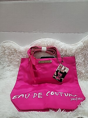 #ad JUICY COUTURE TOTE CANVAS SHOPPER BEACH GYM TRAVEL HOT PINK BAG ...NEW