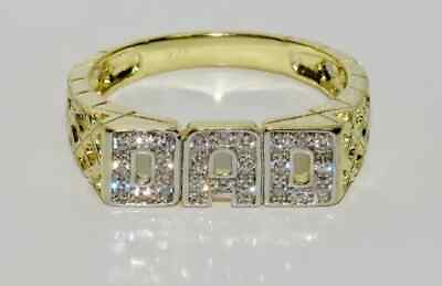 #ad 2.88Ct Round Lab Created Diamond Men#x27;s DAD Letter Ring In 14k Yellow Gold Plated