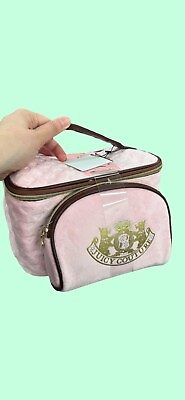 #ad Juicy Couture Pink Velour Travel amp; Cosmetic Bags 2 Piece OG Style With Bling NWT