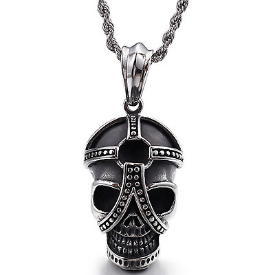 #ad Men#x27;s Biker Jewelry Stainless Steel Gothic Skull Pendant Necklace