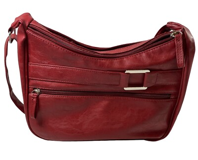 #ad Ladies Cranberry Soft Pu Adjustable Strap Shoulder Bag