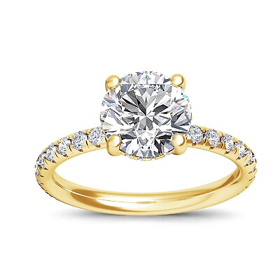 #ad 2.41 Carat H VS2 Natural Round Cut Diamond Engagement Ring 14K Yellow Gold