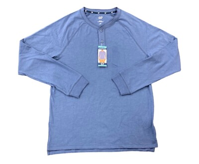 #ad GAP Men#x27;s Long Sleeve Relaxed Fit Henley T Shirt Size Medium M
