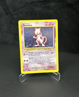 #ad Pokémon Mewtwo Holo 10 102 Base Set Edition Star Rare Card 🔮👽 Vintage TCG 1999