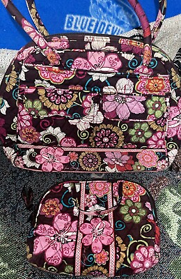#ad Vera Bradley Mod Pink Floral Large Tote Bag amp; Matching Makeup Bag