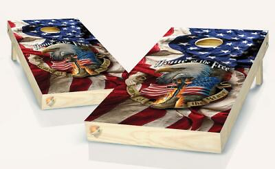 #ad American Flag Patriotic Cornhole Board Vinyl Wrap Laminated Sticker Set Decal