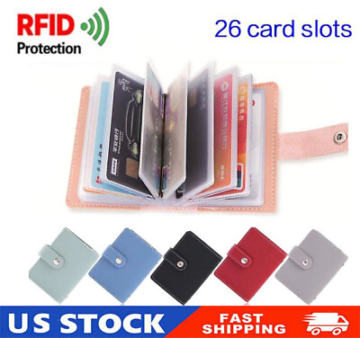 #ad RFID Blocking ID Credit Card Holder 26 Cards Slim PU Leather Pocker Case Wallet