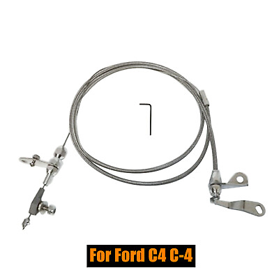 #ad New Stainless Braided Kick Down Cable Transmission Trans Detent For Ford C4 C 4