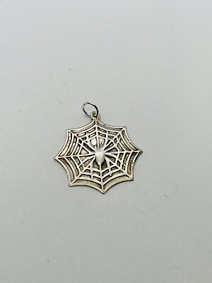 #ad 2g 925 STERLING SILVER SPIDER WEB STAMPED FINE JEWELRY PENDANT CHARM