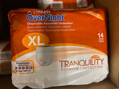 #ad Tranquility Premium OverNight Disposable Absorbent Underwear XLCase of 56 2117
