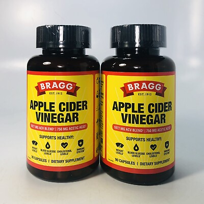 #ad BRAGG Apple Cider Vinegar 90 Capsules 750 Mg Acetic Acid Exp. 2025
