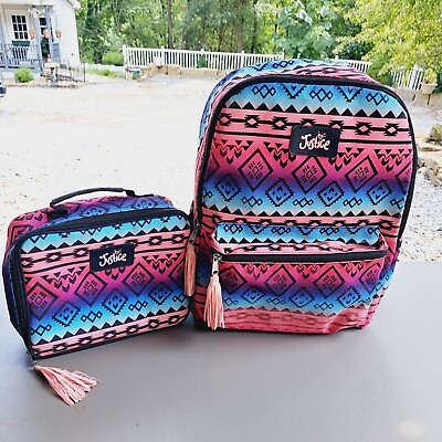 #ad Justice Girls Backpack amp; Lunchbox Aztec Design