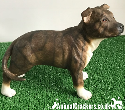 #ad Brown Staffordshire Bull Terrier Staffie Staffy ornament figurine Leonardo boxed