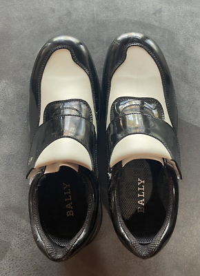 #ad Women#x27;s BALLY Designer Black White Patent Leather Diamond Sneakers Shoes 7.5