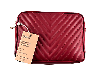 #ad NWT Quince Italian Leather Quilted Crossbody Bag Burgundy