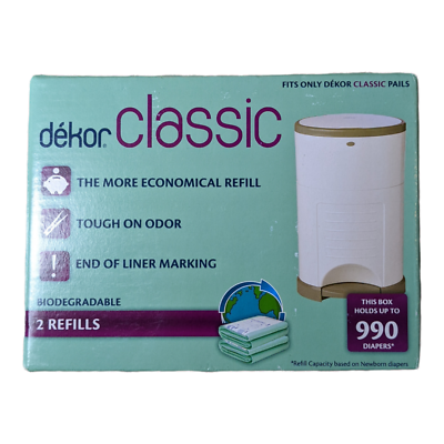 #ad Dekor Classic Diaper Pail Refills 2 Per Box Holds Up to 990 Diapers New