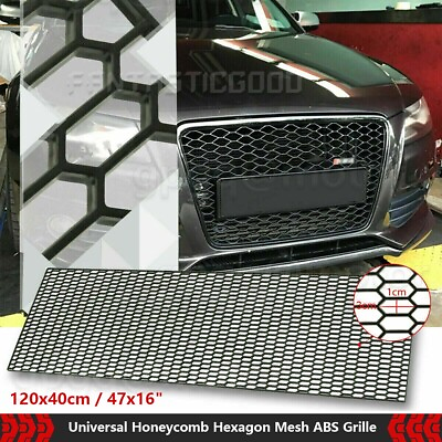 #ad Universal Plastic Car Racing Honeycomb Mesh Grill Spoiler Bumper Vent 47#x27;#x27;x16#x27;#x27;