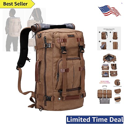 #ad Canvas Travel Backpack Vintage Style Large Capacity Laptop Compartment