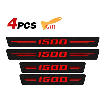 #ad 4PCS Truck Cab Car Door Sill Plate Sticker Red Step Cover Protector For Ram 1500