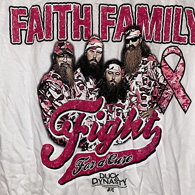 #ad Duck Dynasty T Shirt Find The Cure Cancer Jase Si Phil Robertson Med Pink White
