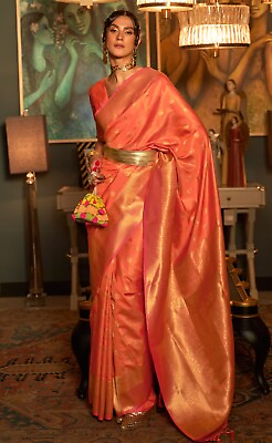 #ad Indian Bollywood Designer Saree Zari Silk Banarasi Ethnic Wedding Heavy Sari
