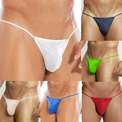 #ad 5PCS Sexy Mens T Back G string Thong Bikini Underwear Mesh Sheer Pouch Thongs US