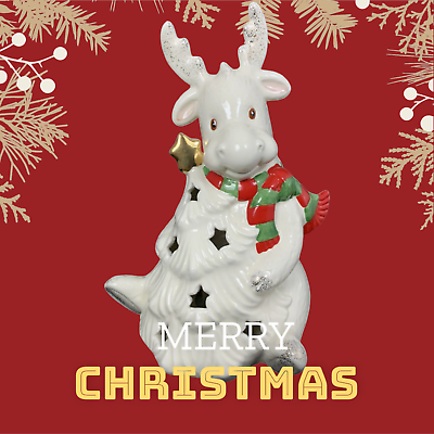 #ad Moose Lenox Seasons Sparkle Lit Moose Color Changing Christmas Figurine 7quot;