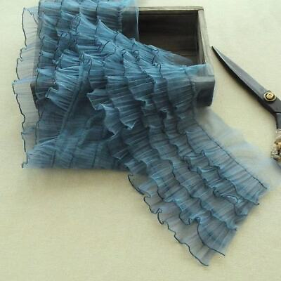 #ad 15CM Wide Tulle Five Layesr Pleated Mesh Fabric Embroidery Fringe Ribbon Lace