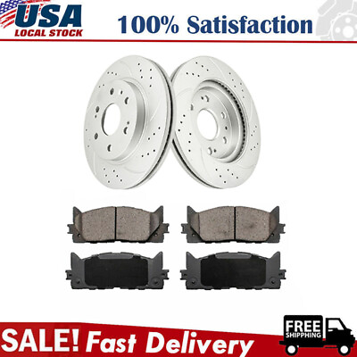 #ad Front Drilled Rotors Brake Pads Kit for Toyota Camry Avalon Lexus ES350 ES300h
