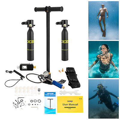#ad 0.5L Oxygen Tank Pump Equipment Underwater Breath 2 * Mini Scuba Diving Case