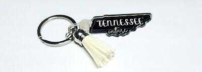 #ad Novelty Keychains Tennessee Black with white Tassel NEW