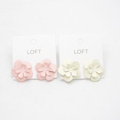 #ad LOFT jewelry teenage lovely Pink painting cute stud flower earrings for girls