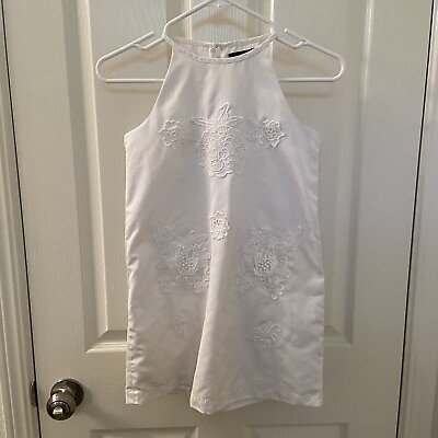 #ad Victoria Beckham for Target White Floral Lace Applique Dress Girls Size Medium 8