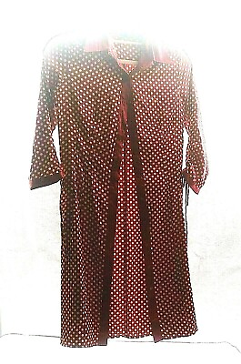 #ad Summer Blouse DRESS Loose Tops Long Sleeve Button Casual Red polka Shirt.