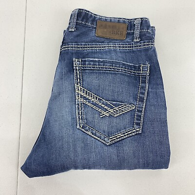 #ad BKE jeans Men size 32 Tyler Blue Denim Buckle Rockabilly Straight embroidered