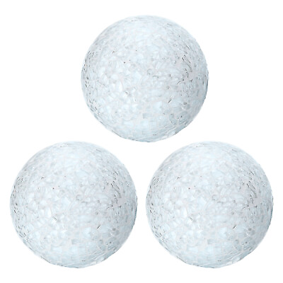 #ad 3Pcs Decorative Glass Balls 3.15 Inch Mosaic Glass Ball White