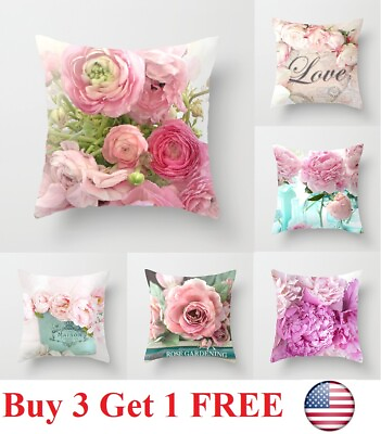 #ad Flower Vintage Floral Pillow Case Flower Cushion Cover Waist Throw Home Sofa