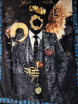 #ad Good and Evil Skeleton King Throw Blanket Wing Skull Pagan Gothic 50x40
