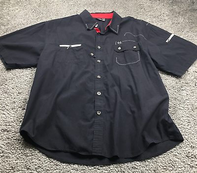 #ad Most Official Seven Mens Shirt Size 2XL Black Button Up Short Sleeve Collared