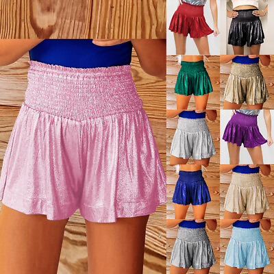 #ad Womens Ladies Sequins Shorts Hot Pants Shiny Glitter Elastic Waist Mini Short US