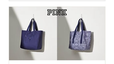 #ad Victoria#x27;s Secret PINK Canvas Reversible Tote Bag NWT