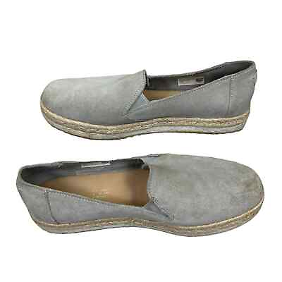 #ad TOMS Size 8 Womens Palma Drizzle Grey Suede Platform Espadrille Slip On Shoes