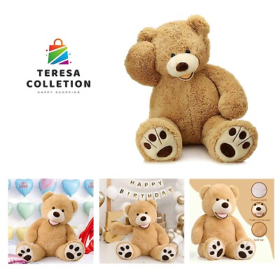 #ad Giant Teddy Bear with Big Footprints Plush Stuffed Animals Light Brown 39 inches
