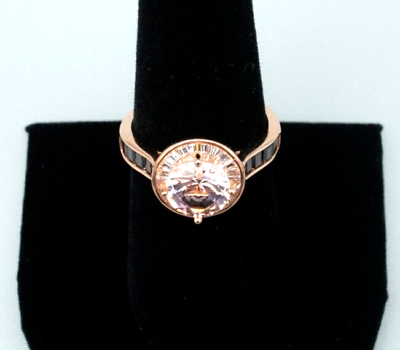 #ad Morganite 2ct Mocha White Diamond Simulants 18k Rose Gold Plated 925 Ring
