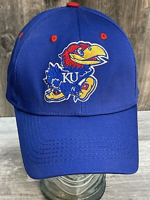 #ad Kansas University NCAA Jayhawks Blue Adjustable Hat EUC