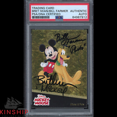 #ad Bret Iwan amp; Bill Farmer signed Disney Card PSA DNA Slab Mickey Mouse Auto C1855
