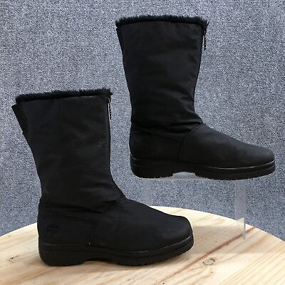 #ad Totes Boots Womens 8 M Seneca Front Zip Shearling Winter Snow Boot Black Fabric