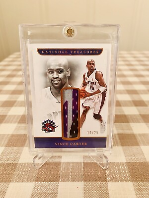 #ad Vince Carter 2016 2017 National Treasures Game Used 4 color Raptors Patch 25