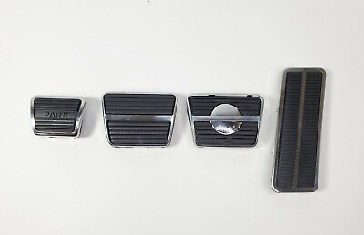 Disc Brake Clutch Gas Pedal Pad Kit w Chrome Trim Set for 67 68 Camaro Firebird